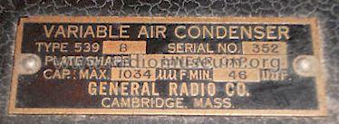 Variable Air Condenser 539-B; General Radio (ID = 951027) Bauteil