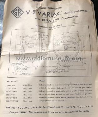 Variac V-5MT; General Radio (ID = 2953389) Fuente-Al