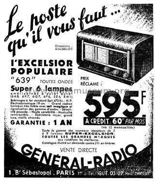 Excelsior Populaire 639; Général-Radio - voir (ID = 1879693) Radio