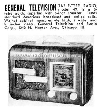 49 L49 ; General Television (ID = 1186760) Radio