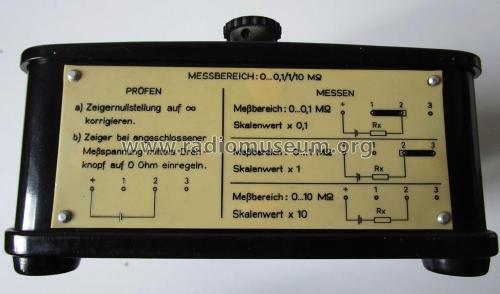 Ohmmeter 0,1; 1; 10 MΩ; Gerätewerk Karl-Marx (ID = 2148617) Equipment