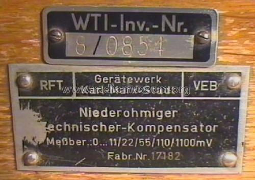 Niederohmiger Technischer Kompensator ; Gerätewerk Karl-Marx (ID = 413244) Equipment