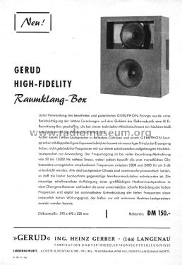 High-Fidelity Raumklang-Box ; GERUD, H. Gerber; (ID = 2561417) Speaker-P