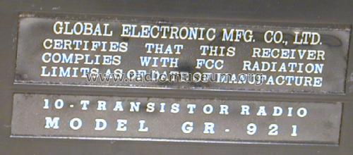 Senator GR-921; Global Mfg. Co.; (ID = 2099288) Radio