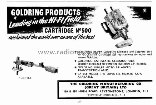 Pickup Cartridge 500; Goldring, British (ID = 2836434) Microphone/PU
