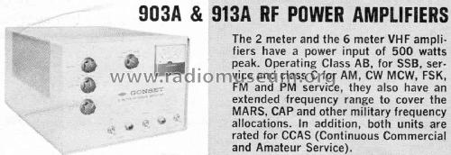 RF Power Amplifier 913A; Gonset Inc., (ID = 2083304) Amateur-D