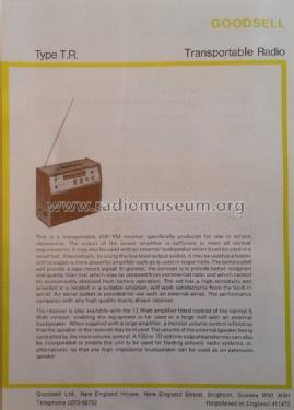 Transportable Radio TR; Goodsell Ltd.; (ID = 1653414) Radio