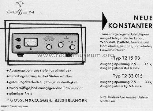 Pantam Konstanter T2 15 03; Gossen, P., & Co. KG (ID = 297266) Equipment