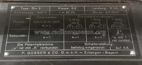 Schalt- und Durchsteck- Stromwandler 400/5 A Stw 3; Gossen, P., & Co. KG (ID = 2972764) Equipment