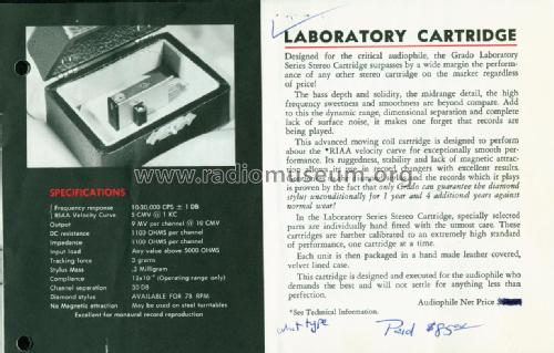 Laboratory Series Stereo Cartridge ; Grado Laboratories (ID = 2285103) Microfono/PU