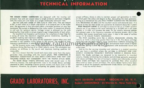 Laboratory Series Stereo Cartridge ; Grado Laboratories (ID = 2285108) Microfono/PU