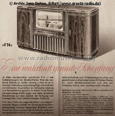 Fernseh-Luxus-Truhe F14; Graetz, Altena (ID = 569878) TV Radio