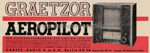 Graetzor - Aeropilot 35W; Graetz Radio, Berlin (ID = 3106306) Radio