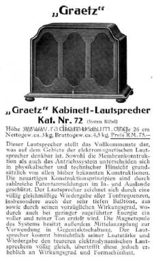 Lautsprecher 72; Graetz Radio, Berlin (ID = 290193) Lautspr.-K