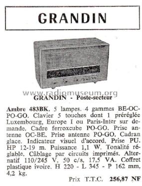 Ambre 483BK ; Grandin, Cristal- (ID = 2910802) Radio