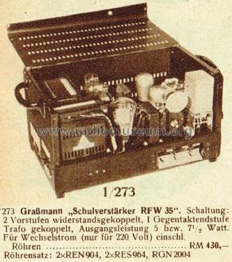 Schulverstärker RFW35; Grassmann, Peter, (ID = 1762156) Radio