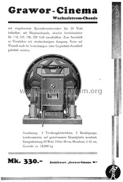 Cinema Wechselstrom-Chassis; Grawor, Rundf.techn. (ID = 1325950) Speaker-P