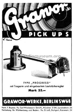 Progreß Pick-up ; Grawor, Rundf.techn. (ID = 1057559) Microphone/PU