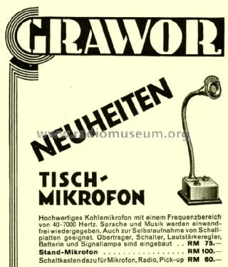 Tischmikrofon ; Grawor, Rundf.techn. (ID = 1617079) Microphone/PU