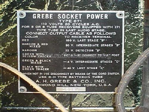 671B Socket Power Unit; Grebe, A.H. & Co.; (ID = 371810) Power-S