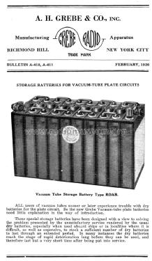 ROAA Vacuum Tube Storage Battery ; Grebe, A.H. & Co.; (ID = 1596077) A-courant