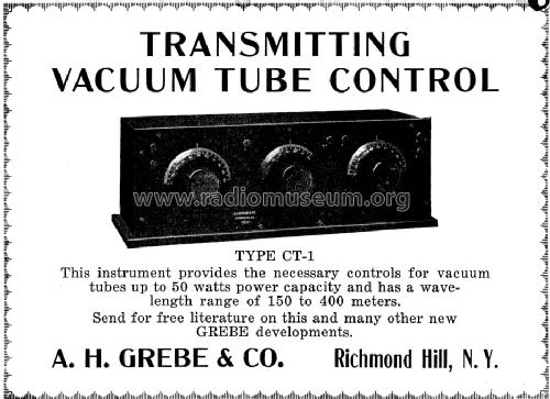 Transmitting Vacuum Tube Control Type CT-1; Grebe, A.H. & Co.; (ID = 1178523) mod-pre26