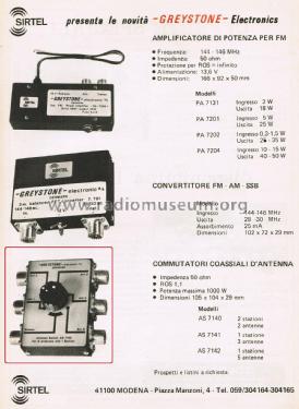 Antenna Switch AS 7140 - AS 7141 - AS 7142; Greystone (ID = 2846530) Misc