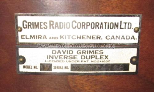 Inverse Duplex 17; Grimes Radio (ID = 1418891) Radio