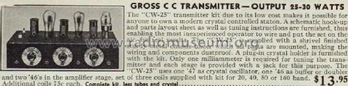 Transmitter CW-25; Gross Radio, Inc.; (ID = 2053791) Amateur-T