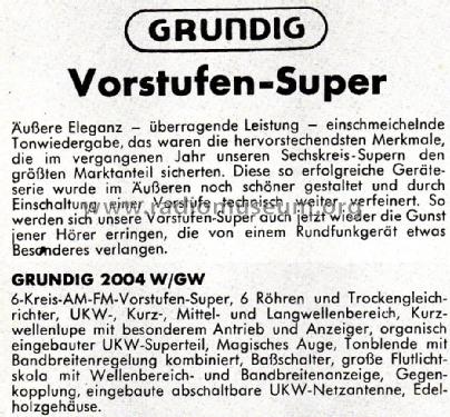 2004GW; Grundig Radio- (ID = 2736980) Radio