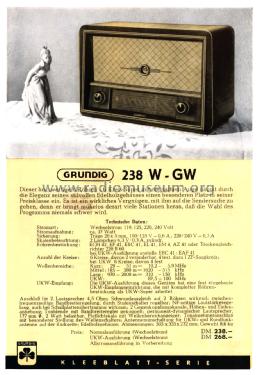 Type 238W / Super 238W; Grundig Radio- (ID = 2349464) Radio