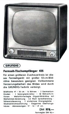 Fernseh-Tischempfänger 435; Grundig Radio- (ID = 2333054) Television