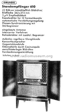 Fernsehstandgerät 610 Television Grundig Radio-Vertrieb, RVF ...