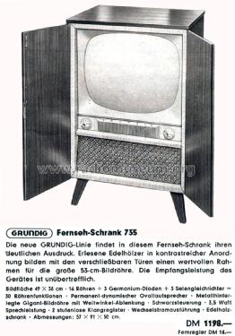 Fernseh-Schrank 735 Television Grundig Radio-Vertrieb, RVF |Radiomuseum.org