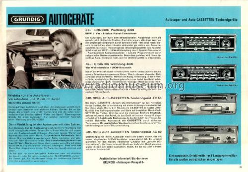 Auto-Cassetten-Tonandgerät AC60; Grundig Radio- (ID = 2135984) Ton-Bild