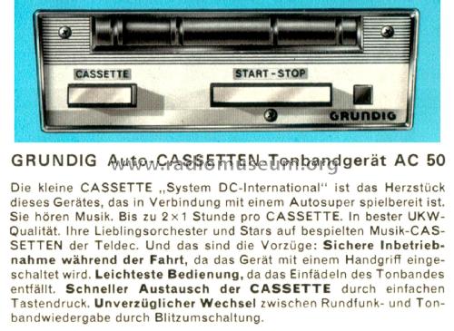 Auto-Cassetten-Tonbandgerät AC50; Grundig Radio- (ID = 2393922) R-Player