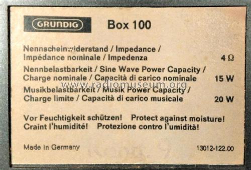 Box 100; Grundig Radio- (ID = 2460847) Speaker-P