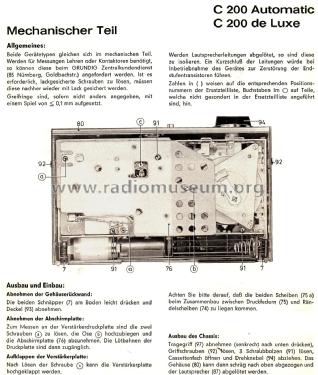 C200 de Luxe; Grundig Radio- (ID = 2664061) Reg-Riprod