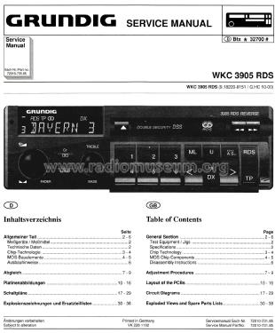 Car Radio 3905 RDS Reverse; Grundig Radio- (ID = 2558864) Radio