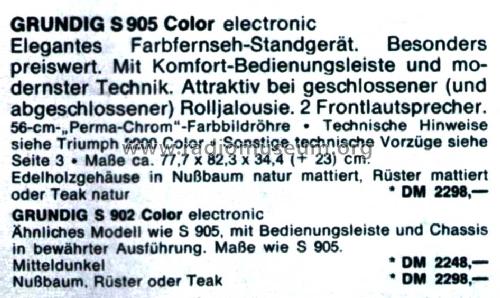 Color electronic S 905; Grundig Radio- (ID = 2071508) Television