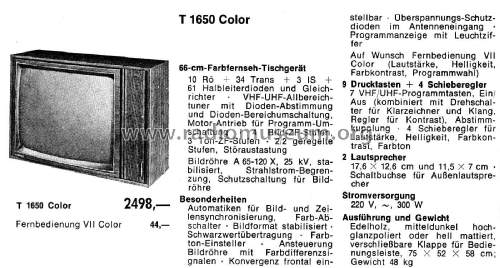 Color T 1650; Grundig Radio- (ID = 2198059) Television