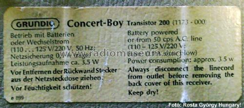Concert-Boy Transistor 200; Grundig Radio- (ID = 723742) Radio