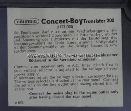 Concert-Boy Transistor 200; Grundig Radio- (ID = 833001) Radio