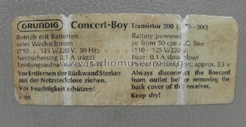 Concert-Boy Transistor 200; Grundig Radio- (ID = 833006) Radio