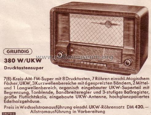 Drucktastensuper 380W/UKW; Grundig Radio- (ID = 627849) Radio