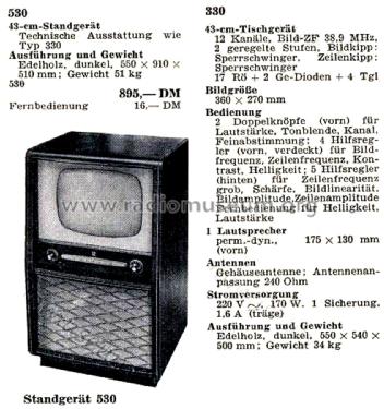 Fernseh-Standgerät 530; Grundig Radio- (ID = 2643679) Televisión