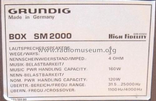 Geschlossene Standbox SM2000; Grundig Radio- (ID = 1504957) Speaker-P