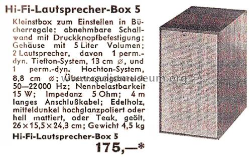 Hi-Fi-Lautsprecher-Box 5; Grundig Radio- (ID = 2486301) Speaker-P