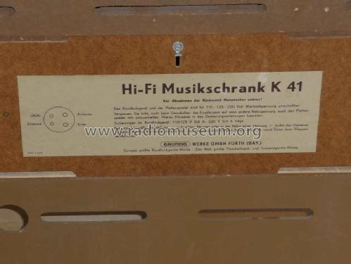 Hi-Fi-Musikschrank K41; Grundig Radio- (ID = 1706515) Radio