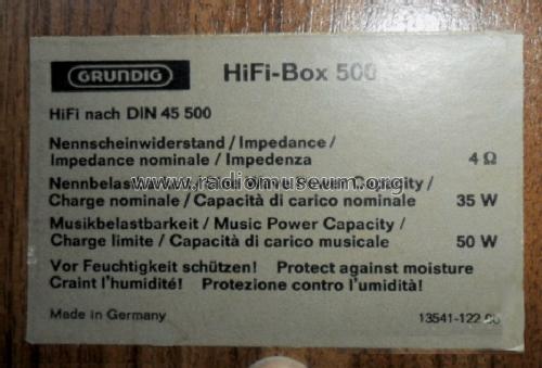 HiFi Box 500; Grundig Radio- (ID = 1191369) Speaker-P